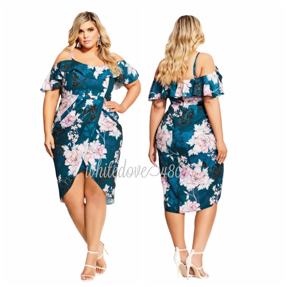 City Chic English Blossom Jade Dress Size 14 NEW